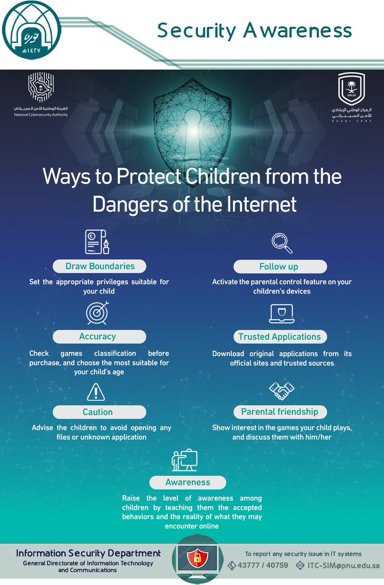 Khulood_Almani's tweet photo. 👦How can you protect your child from the dangers of the Internet❓🚨💻
@_PNU_KSA
#الامن_السيبراني #CyberSecurity #AI #DataScience #Python #DeepLearning #BigData #Robots #IoT #100DaysofCode #futureofwork #javascript #python #NodeJS #twitme #djang #bot #5G #Industry40 #code https://t.co/5gPmQ5QBy7