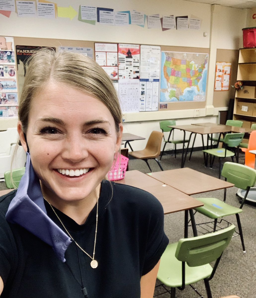 MsKristenPorter's tweet photo. Even though tomorrow is the first day of my 8th year teaching, it is year one teaching high school English in California! ☀️📚 I am so excited for this adventure in such a wonderful school! Welcome back to school everyone! 😊 #CultureOfWe #GoTrojans #Teach #firstdayofschool https://t.co/g6ukaZ5Cz5