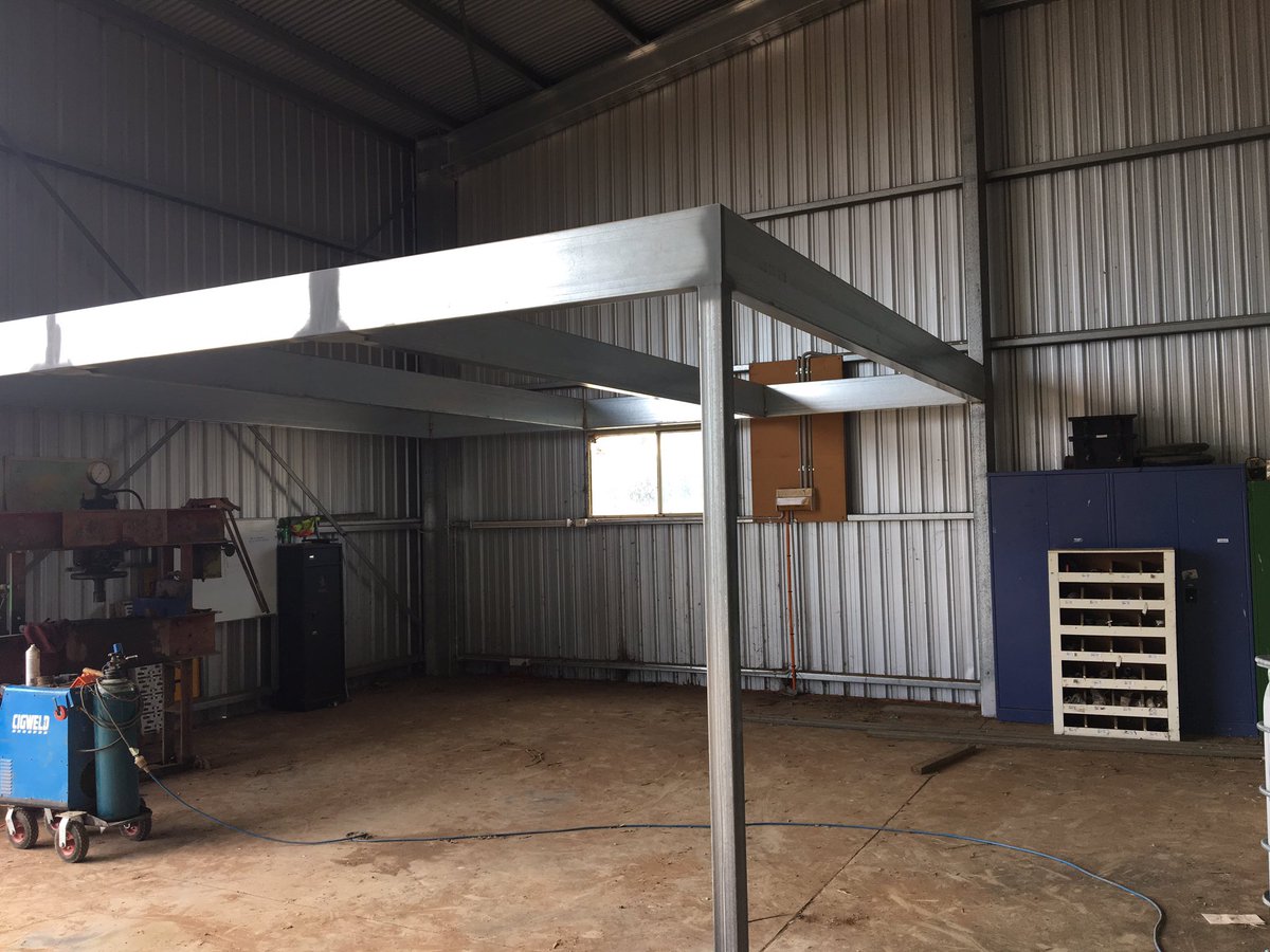 Mezzanine in workshop starting to take shape