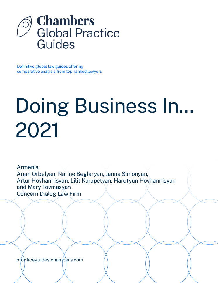 <a href="/ChambersGuides/">Chambers and Partners</a> published “Global Practice Guides: Doing Business In... 2021”, which presents the legal regulations related to business activities in 46 countries. The section concerning Armenia was authored by the <a href="/ConcernDialog/">Concern Dialog</a> team. See the details: dialog.am/en/article/451