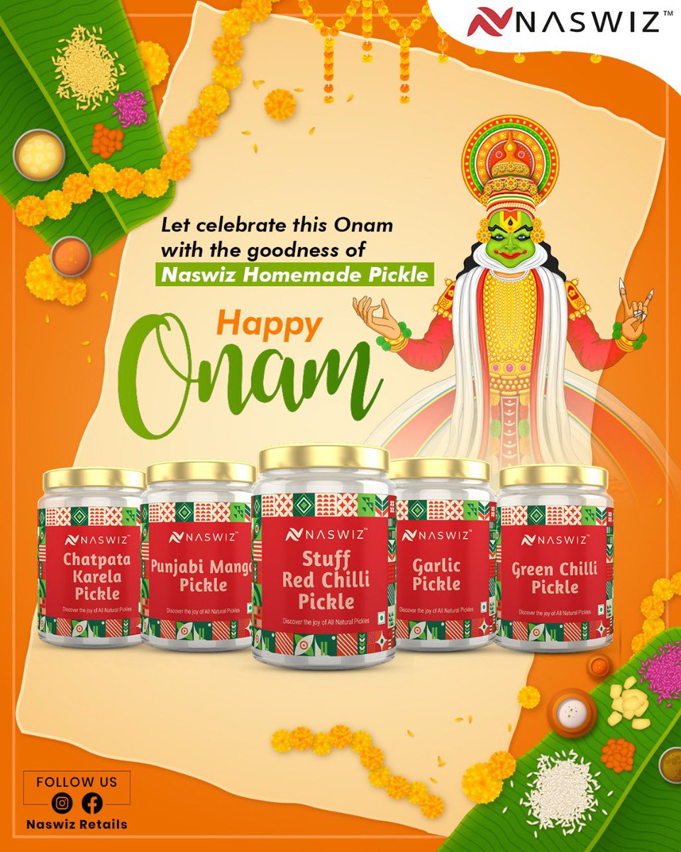 NaswizRetails's tweet image. May the color and lights of Onam fill happiness and prosperity in your home. Happy Onam!
#naswiz #naswizretails #naswizfestivals #naswizpersonalcare #naswizherbals #naswizdelhi #naswizpune