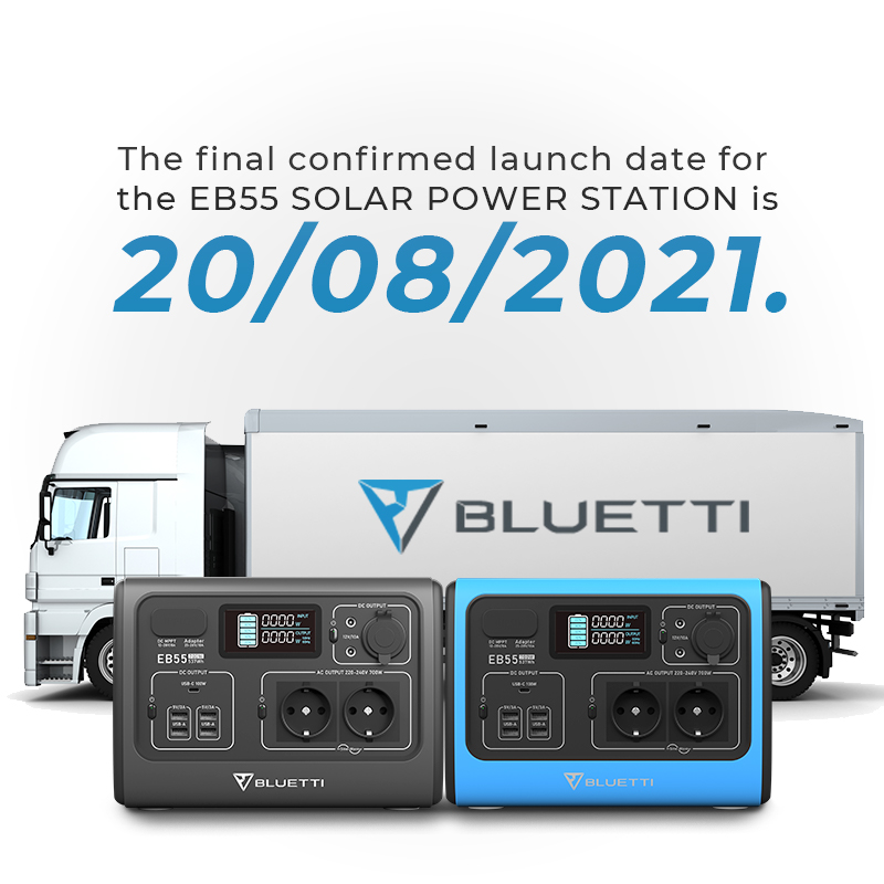 BLUETTIPOWER_EU's tweet photo. ⚡Attention !!
It will take five more days on the way for the EB55 Solar Power Station delivery.
The confirmed launch date is 20/08/2021.

#adventure #outdoorliving #livingoffgrid #backuppower #poweroutage #offgrid #camping #power #eb55 #BLUETTI #vanlife https://t.co/WzqCPDlf1x