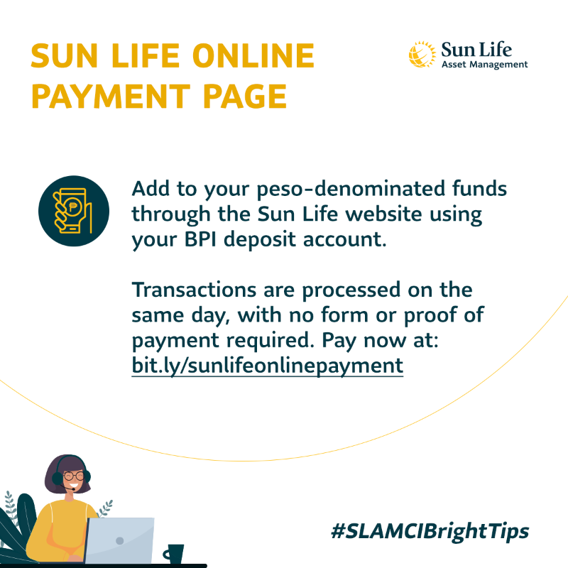 SunLifePH's tweet photo. Invest in our peso-denominated mutual funds with just a few clicks using our digital channels. Learn more at https://t.co/G0hCjXLyuJ and stay tuned for exciting promos! #SLAMCIBrightTips #MakeItMutual
