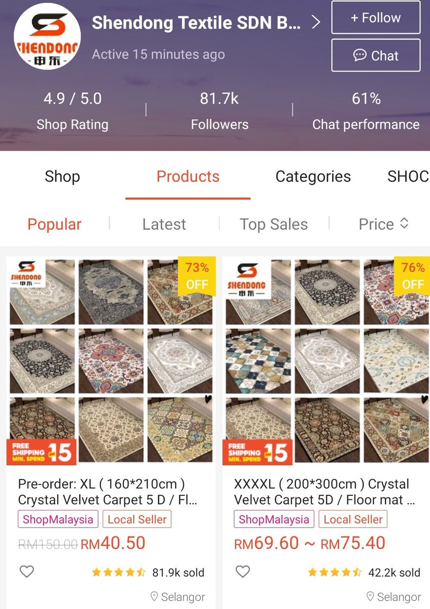 kakidekor's tweet photo. SENARAI SELLER KARPET DI SHOPEE

Sekarang banyak karpet murah-murah dekat Shopee. Korang tak perlu dah nak pergi Nilai 3 shopping karpet. Kedai karpet pun tutup musim PKP ni. 

1.Aban Carpet https://t.co/No5XPi1nfY

2. Shendong Textile Sdn Bhd https://t.co/RrTRY0H47T https://t.co/okIJDODtYl