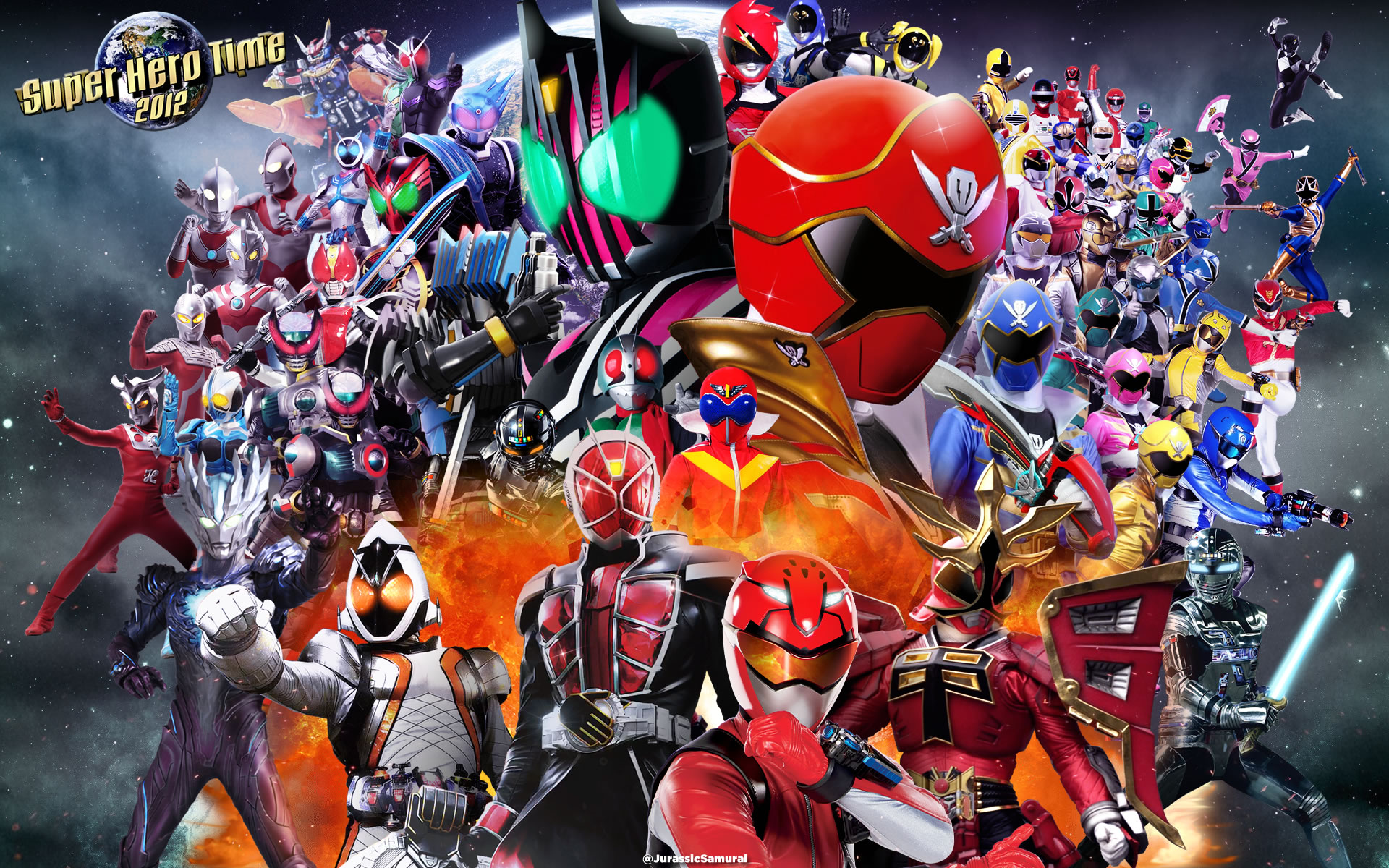 Twitter 上的 Jurassicsamurai Super Hero Time 12 Almost 10 Years After I Don T Think There Will Ever Be A Definitive Version Of The 12 Wallpaper But It S Always Fun To Remake 仮面ライダーウィザード 特命戦隊ゴーバスターズ