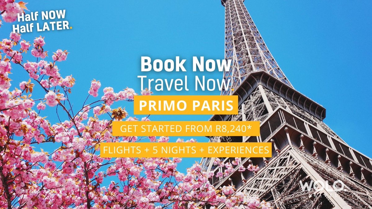 🔥WOLO 50|50. Pay half now &amp; the rest later! Get started with #Paris from only R8,240* >> zcu.io/n5Rd

#WOLOTravel #WeOnlyLiveOnce #WOLO #ExperienceEverything