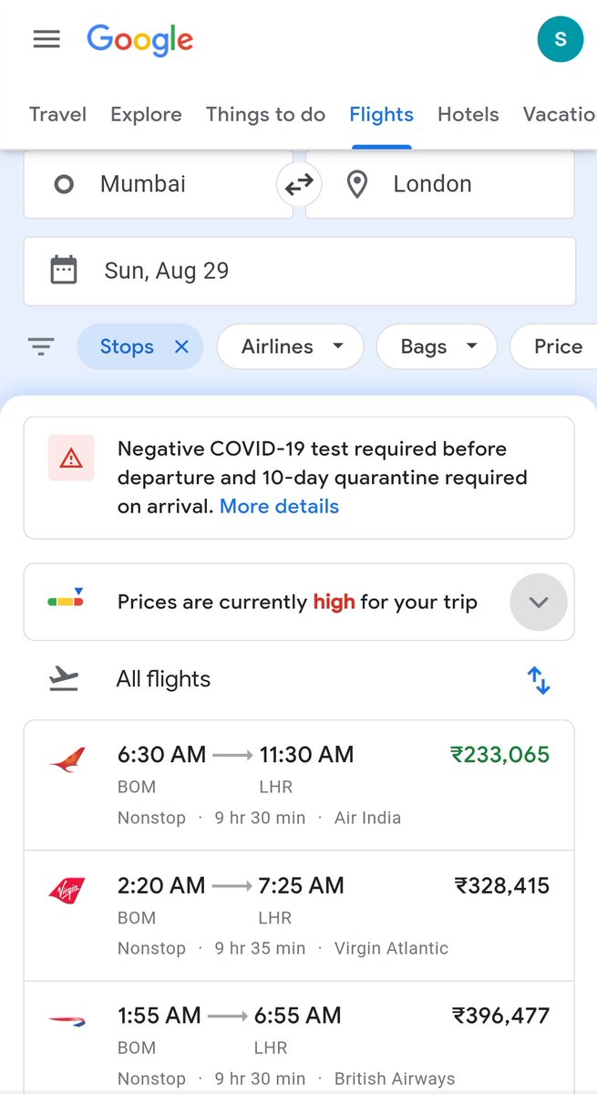 matani_shreyans's tweet image. Wow, this is crazy. @DGCAIndia @arora_sanam
For context, normal price for a one way ticket Mum-Lon is arnd 25k. There should be some cap in % terms on price hikes just like circuit breakers on stocks!

@NISAU_UK pitched and worked hard to remove UK hotel quarantines and now this!