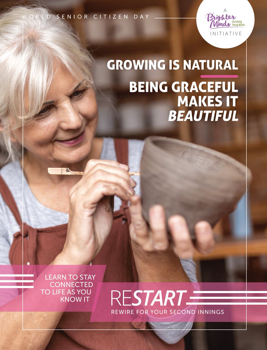 Youth is the gift of nature, but age is a work of art! Let's celebrate World Senior Citizen Day! Rewire for your second innings with RESTART - restart.brighterminds.org #Restart #BrighterMinds #WorldSeniorCitizenDay #SeniorCitizen #CognitiveLearning