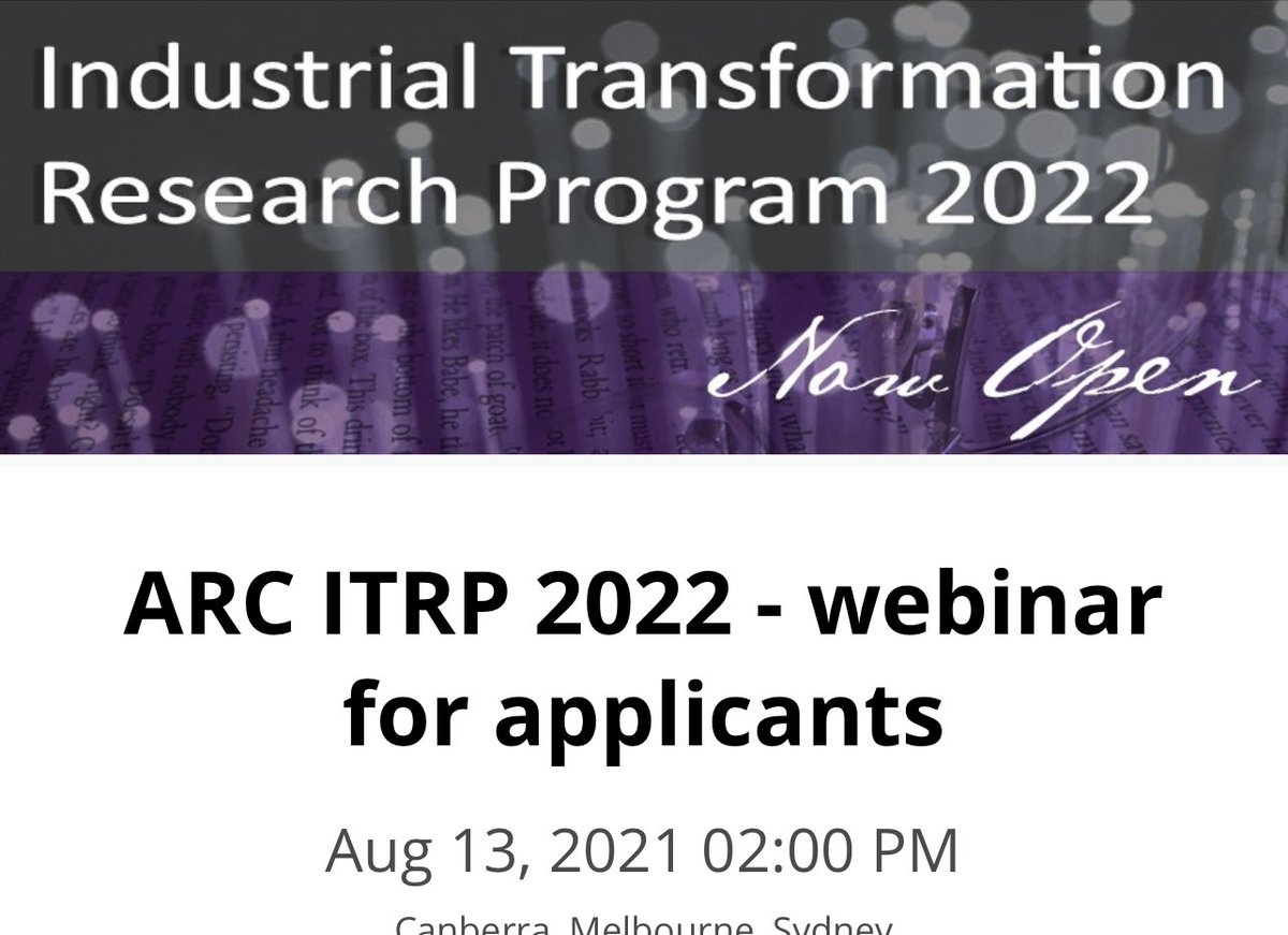 Register for Friday 13 Aug webinar here:  arc.zoom.us/webinar/regist… <a href="/arc_gov_au/">Australian Research Council</a> #ITRP 2022