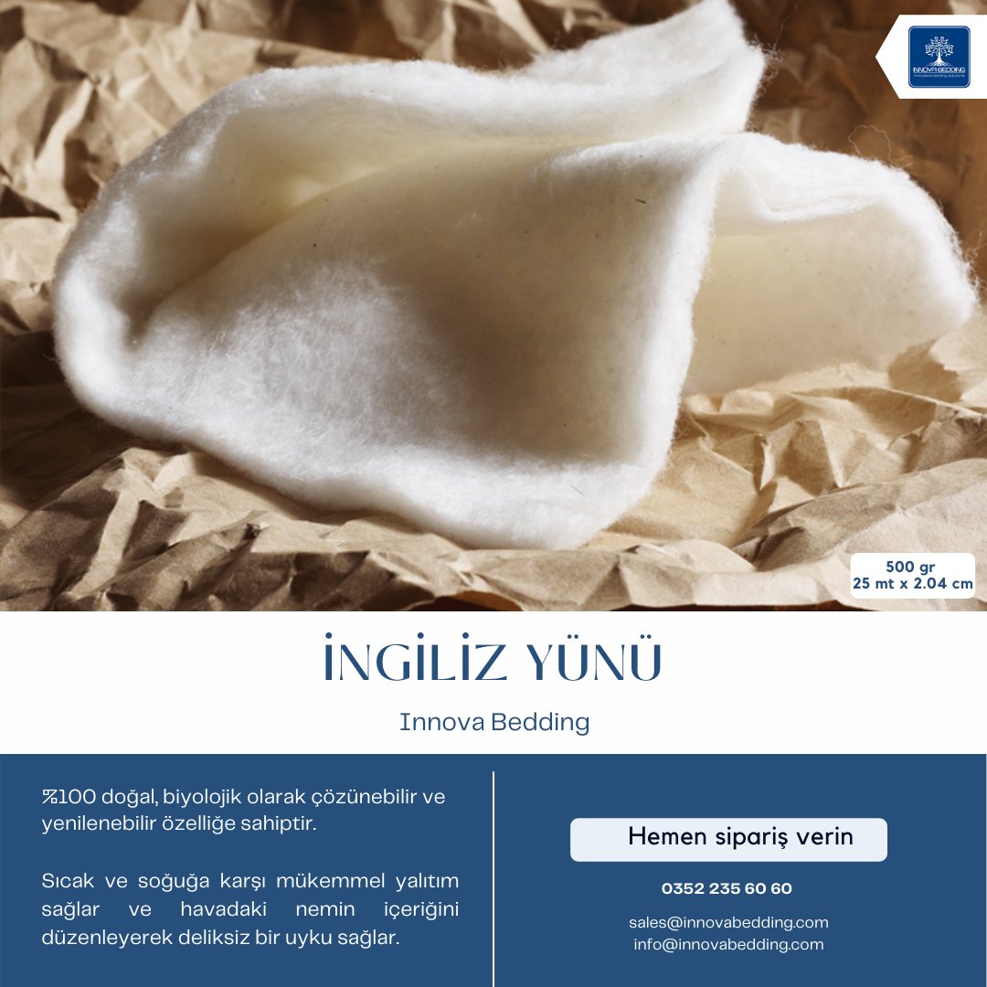 innovabedding's tweet image. 👀 Doğal Yataklarınız için YÜN mü Arıyorsunuz?

🤩İngiliz Yünü Rulo Stoklarımız Yenilendi!

#AlpacaWool #CamelWool #OrganicWool #DutchWool #SpanishWool #MerinoWool #Turkishwool #cashmereWool

𝐬𝐚𝐥𝐞𝐬@𝐢𝐧𝐧𝐨𝐯𝐚𝐛𝐞𝐝𝐝𝐢𝐧𝐠.𝐜𝐨𝐦
+𝟗𝟎𝟑𝟓𝟐𝟐𝟑𝟓𝟔𝟎𝟔𝟎
