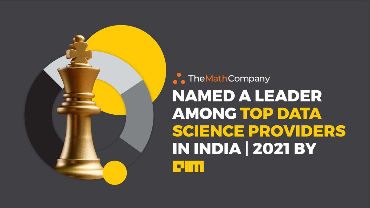 themathcompany's tweet photo. TheMathCompany has been recognized as a Leader among Top Data Science Providers in India by Analytics India Magazine’s Penetration and Maturity (PeMa) Quadrant Report 2021.
Read more: https://t.co/ENXXxwWzUJ
#TheMathCompany | #TransformingIntelligence | #BuildingCapabilities https://t.co/FNfr7OCXvy