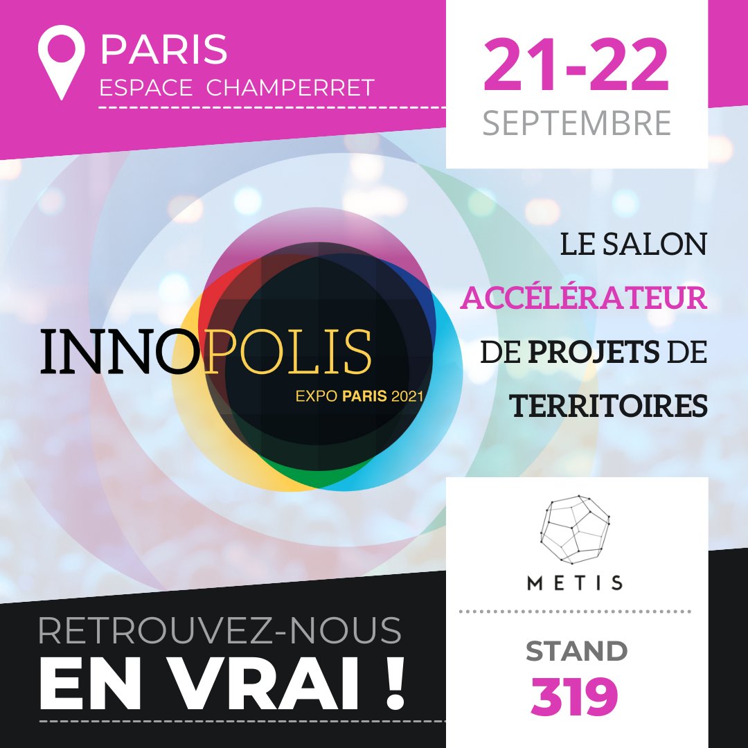 METISRESEAUX's tweet photo. C'est la reprise des #salons, pour notre plus grand plaisir ! 🚀

Pour ré-attaquer en beauté après les vacances, nous serons présents au salon @InnopolisExpo les 21 et 22 septembre prochain ! 
Venez découvrir et échanger autour des #innovations pour le #territoire de demain 👷 https://t.co/xfGAMAczXa