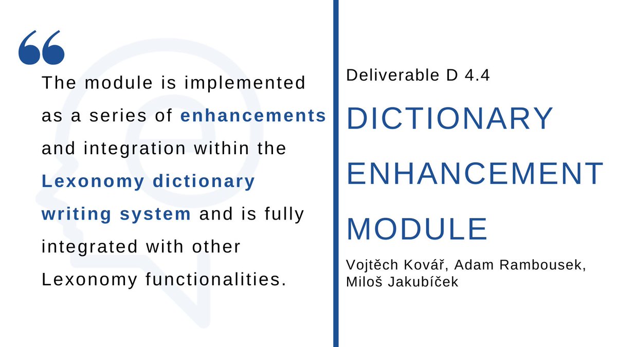 elexis_eu's tweet photo. In this 🆕 Deliverable the authors describe the individual improvements to #Lexonomy, such as including corpus examples, collocations or thesaurus items, & explain their connection with other parts of the #Dictionary writing system.
👉 https://t.co/gLVHpCIJrv
#GDEX @SketchEngine https://t.co/2L0qGXeLBU