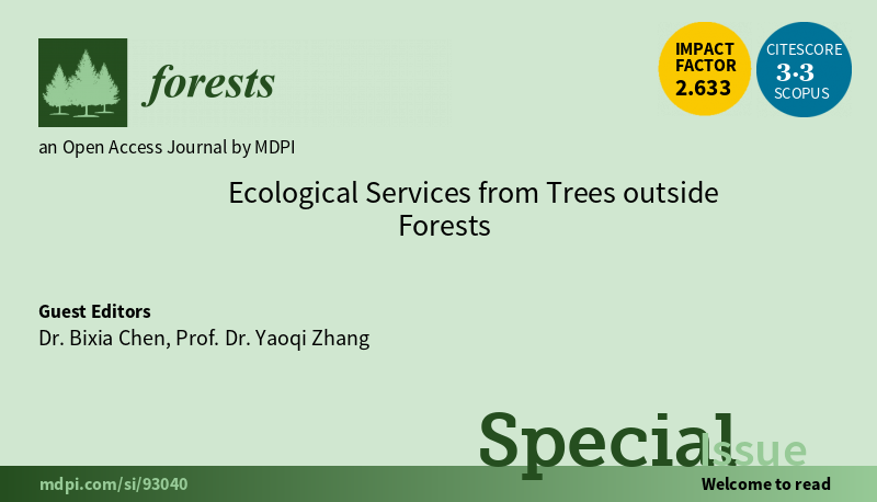 Forests_MDPI's tweet photo. 🌲#Forests🌲New special issue is online: #Ecological Services from #Trees outside Forests,guest edited by Dr. Bixia Chen and Prof. Dr. Yaoqi Zhang.
⏳Welcome to submit your papers by 20 April 2022.
🔎More information at 👉https://t.co/aN6R3o8rSo
#oldgrowthtree #sacredtree https://t.co/aJO1TRTLry