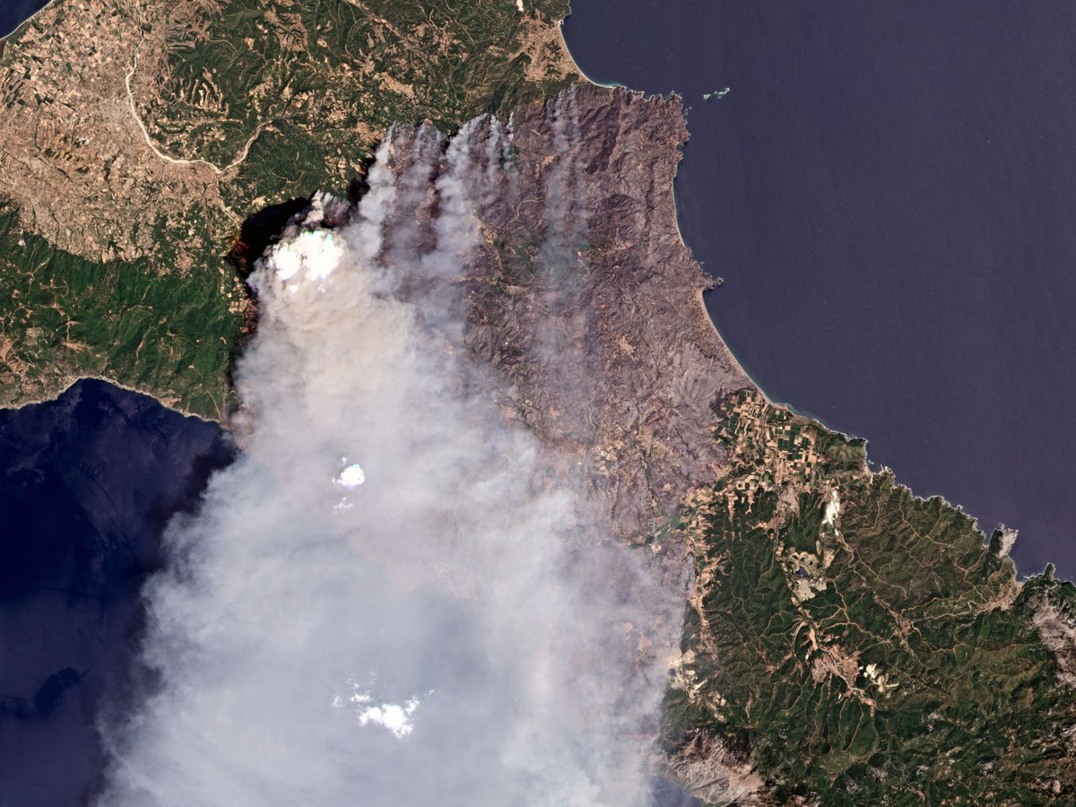 Fires swept across the Greek island of Evia in early August of 2021.

Explore more Real-Time Satellite Monitoring with PlanetScope Monitoring from cloudeo marketplace

Read More: cloudeo.group/planetscope-mo…

#satelliteimagery #climatechange #remotesensing #geospatial #gismapping