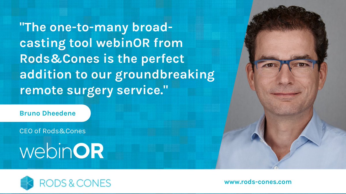RodsCones1's tweet photo. 📢 The latest addition to Rods&Cones remote surgery service is the webinOR, our one-to-many broadcasting solution📢
Find our what our CEO Bruno Dheedene has to say about it here 👉 https://t.co/3x2iWXcDgP
#broadcast #webinOR #remotesurgery #remoteeducation #medtechinnovator https://t.co/HlOkRflvSw