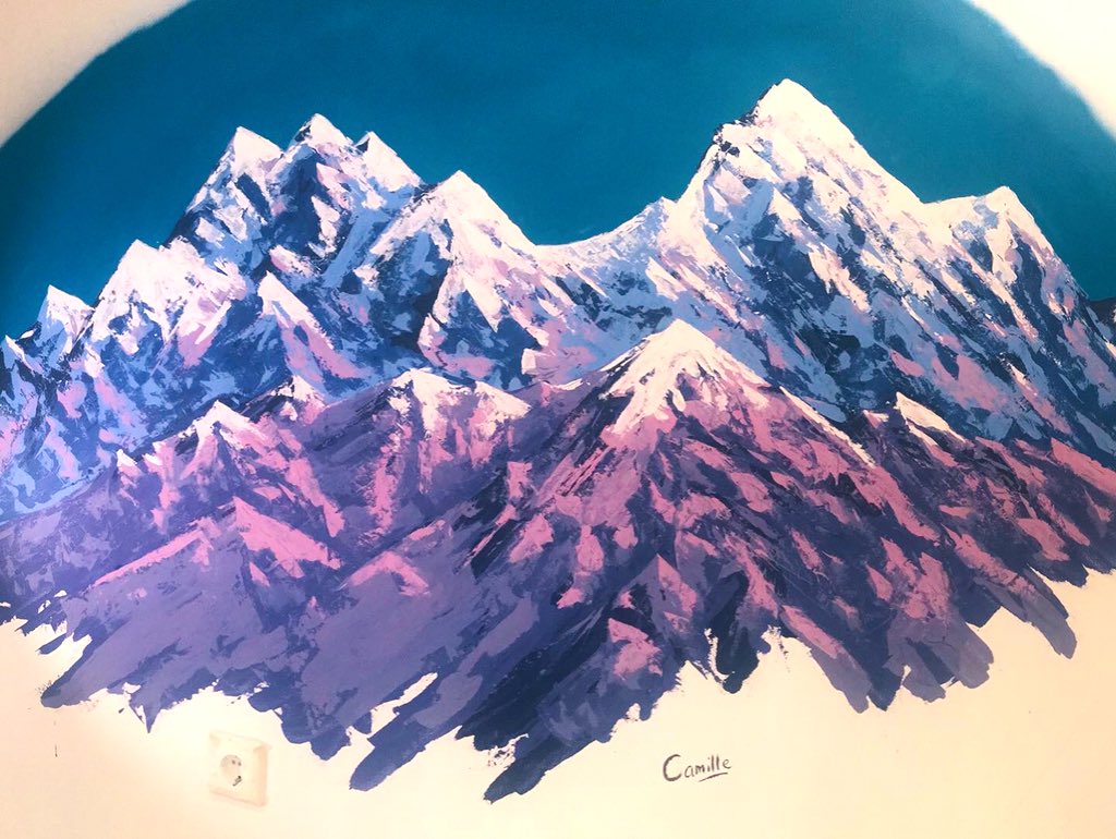 CMarjoux's tweet image. Spent my first day of holidays painting the empty kitchen wall of my rock climbers friends :) 
#annapurna balance of #MTN94 spray and knife paint