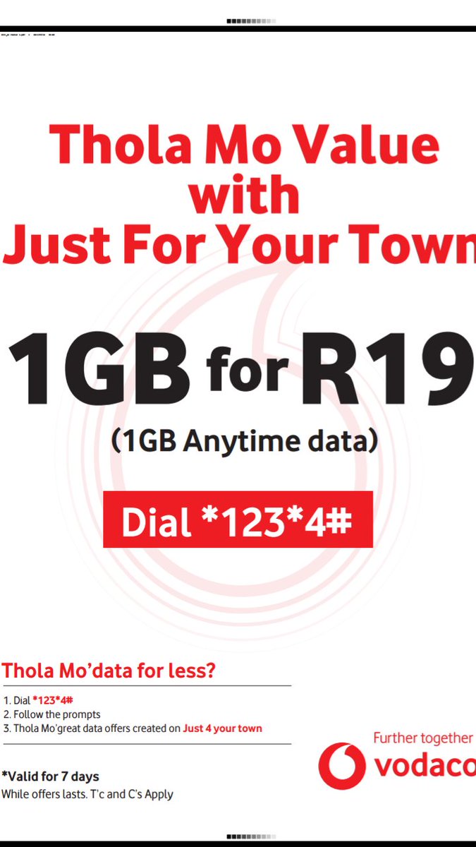 Win with Vodacom 

Purchase any ' just for your town' offer on * 123*4# or on the My Vodacom App then DM a screenshot  of your purchase as proof...

You could win 10GIG social bundle valid for 30 Days

Send DMs  to 

Babalwa Mbuku - Facebook
@Babalwa_mbuku - IG
@Ntombam1