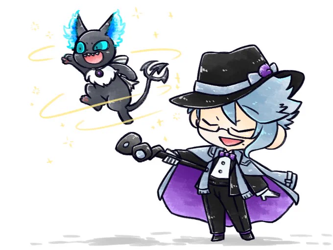 「ではよろしくお願いしますよ、グリムさん。」
「ニャッハー!任せるんだゾ!」
 #ツイステファンアート 