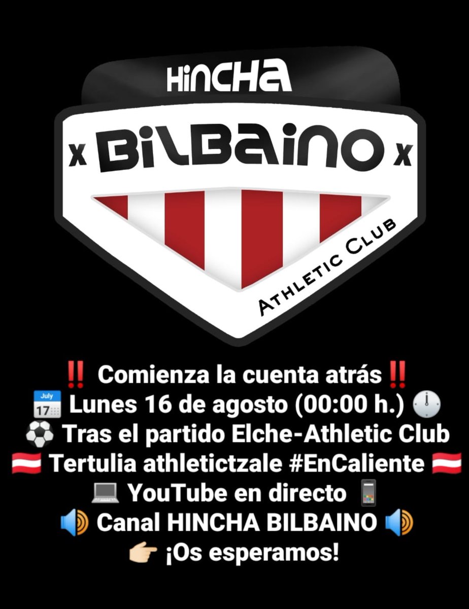 Athleticzale_Italiarra (@italiarra) on Twitter photo El luene empieza nueva temporada del <a href="/AthleticClub/">Athletic Club</a> y enseguida nueva tertulia.. no te lo pierdas en <a href="/HinchaBilbaino/">HinchaBilbaino</a> !
👍👍 El luene empieza nueva temporada del <a href="/AthleticClub/">Athletic Club</a> y enseguida nueva tertulia.. no te lo pierdas en <a href="/HinchaBilbaino/">HinchaBilbaino</a> !
👍👍