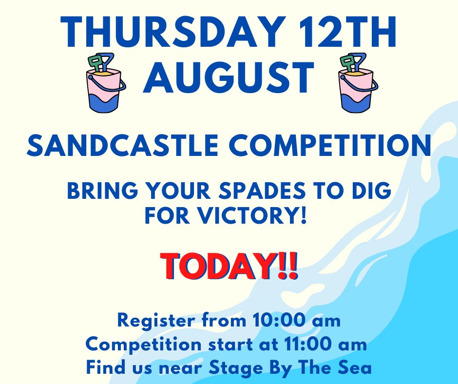 TODAY!!

Head down at 10am to register for this years sandcastle competition!!!!!

#littlehampton #visitlittlehampton #sandcastle #sand  #Castle #Competition