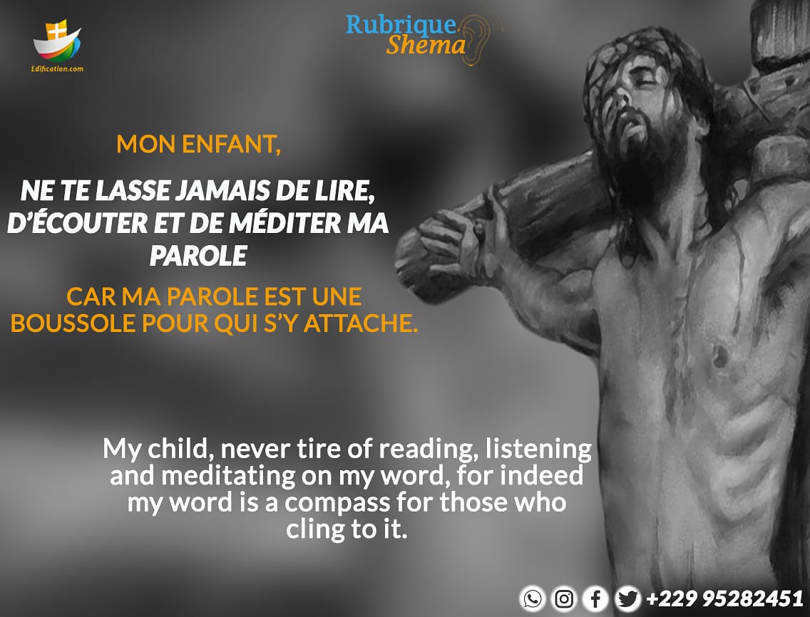 ```2 Timothée 3:16``` *Toute Ecriture est inspirée de Dieu, et utile pour enseigner, pour convaincre, pour corriger, pour instruire dans la justice* ```Psaumes 119:105``` *Ta parole est une lampe qui éclaire mes pas, une lumière sur ma route*