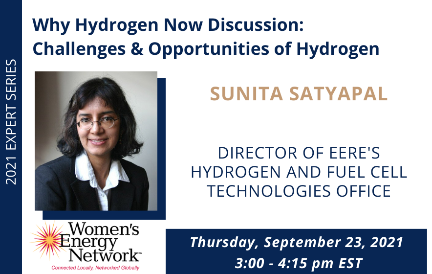 Wondering why everyone is talking about hydrogen?

On 9/23, we host Sunita Satyapal, Director of Energy Efficiency and Renewable Energy (EERE), U.S. DOE, for our signature Expert Series where we will hear "Why Hydrogen Now?"

Join us! Register here: buff.ly/32QdYfp