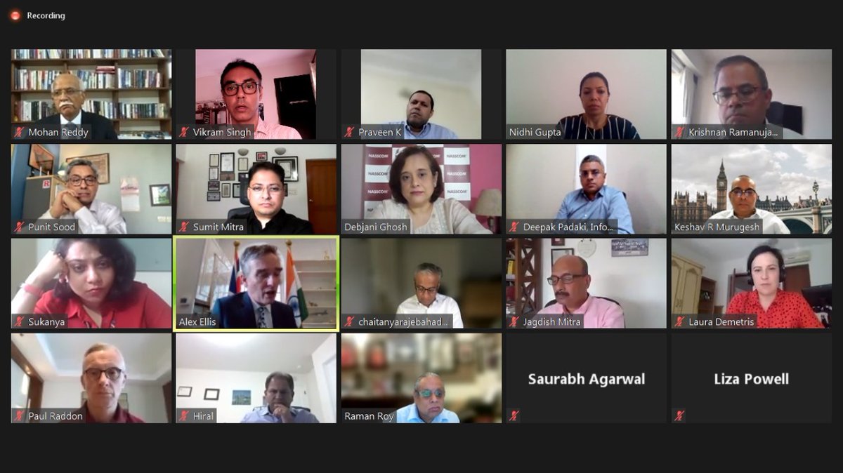 Very interesting interaction between Tech Leaders and British High Commissioner <a href="/AlexWEllis/">Alex Ellis</a> Thank you <a href="/debjani_ghosh_/">debjani ghosh</a> <a href="/shivendra_1969/">Shivendra Singh</a> @tradegovukIND <a href="/jagdishmitra/">Jagdish Mitra</a> <a href="/keshav_murugesh/">Keshav R Murugesh</a> <a href="/dpadaki/">Deepak Padaki</a> <a href="/LauraDemetris/">Laura</a> <a href="/RhiannonUKGov/">Rhiannon Harries</a>