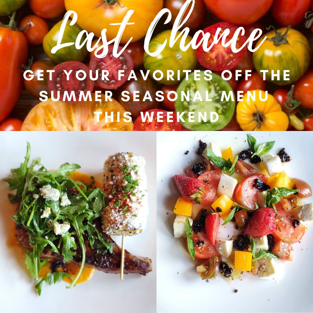 Last Chance to get your Summer Seasonal Menu favorites this weekend!!

Don't be too sad because the NEW Late Summer Seasonal Menu starts next Tuesday August  17th!! 

Call to make your reservations now! 859-245-1789 

#lexingtonky #sharethelex #BellaNotte #bellanottelexky