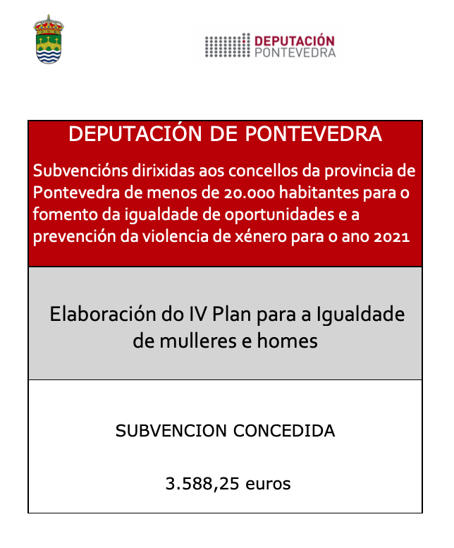 ▶️Subvención concedida.
🤝Plan de Igualdade entre mulleres e homes. 
💰3.588,25 euros. 

🔗viladecruces.gal/index.php/gl/c…