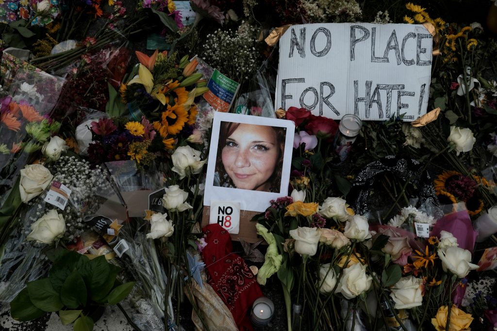 BradBeauregardJ's tweet photo. Remembering Heather Heyer today.

Heather was protesting against white supremacists who came to terrorize Charlottesville and one of them murdered her!

Heather re-ignited the movement against white supremacy in America and it's never been stronger. Rest in power Heather. ✊🏼✊🏽✊🏿 https://t.co/AFvcVV6Jcy