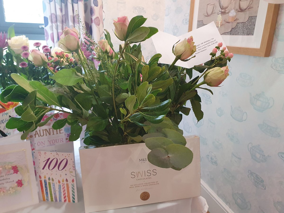 MapleTreeCourt's tweet image. Happy 100th birthday to our Nora. Shes having a great day and had some lovely gifts. Including beautiful flowers from our CEO Jane ashcroft . Xxx