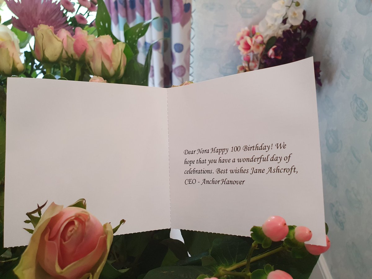 MapleTreeCourt's tweet image. Happy 100th birthday to our Nora. Shes having a great day and had some lovely gifts. Including beautiful flowers from our CEO Jane ashcroft . Xxx