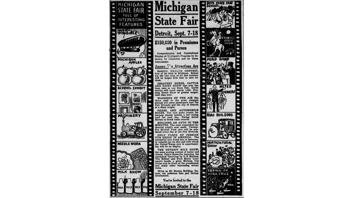 DigMichNews's tweet image. Have you ever wished your state fair had more #RoadBuilding and #NeedleWork? Well, head back to 1914 for the Michigan State Fair (@MIStateFair1)! And before you ask, of course, there's an Evening Horse Show. #GoesToTheFair #ChronAmParty