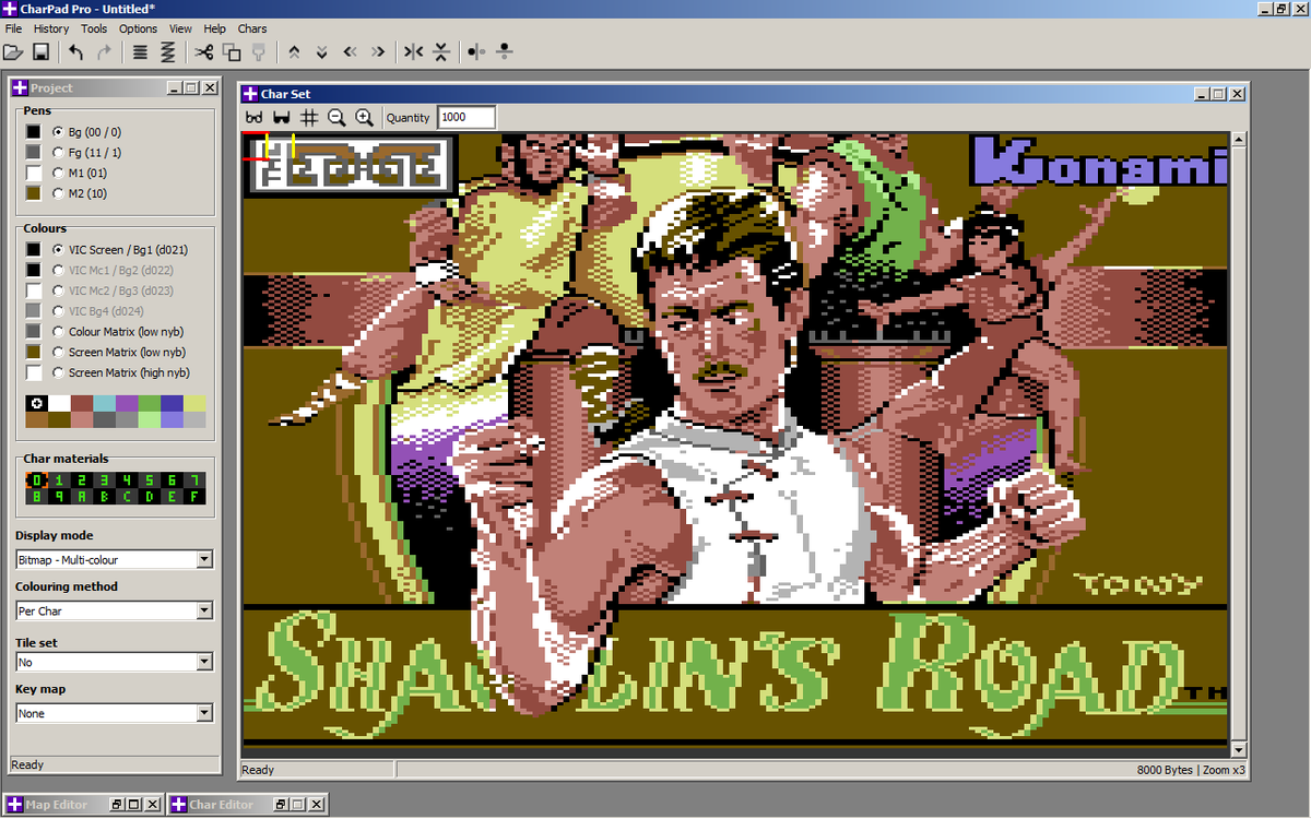 Sorting out a few loose ends with CharPad Pro 3.0's support for the C64 bitmap modes..
The (VICE/x64) snapshot ripper now has the abililty to patch colour RAM in/out of the ripped RAM, a small detail but necessary to rip this awesome image :)