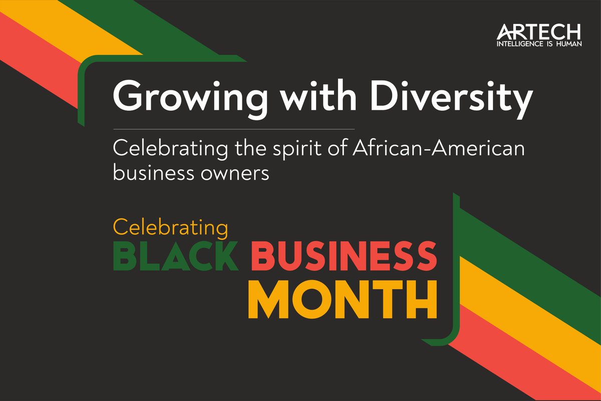 Artech_LLC's tweet photo. America owes its might to the struggle &amp; ingenuity of countless African-American owned businesses, big &amp; small. This National Black Business Month, we hail their contribution. 
#Artech #intelligenceishuman #DiversityMatters #blackbusiness #BlackBusinessMonth https://t.co/htnUFE1er0