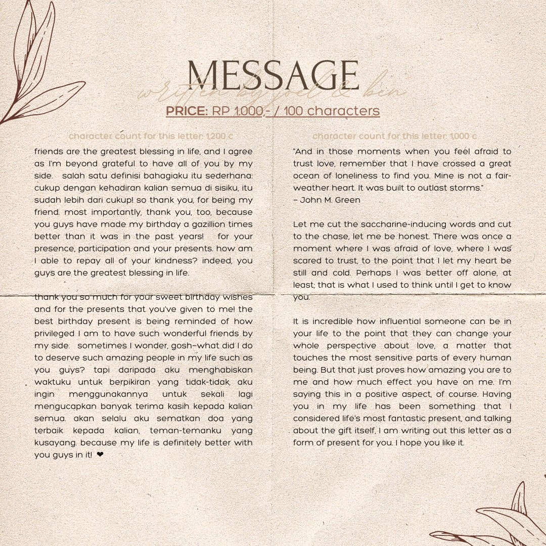 HELP RT, Please? Thank you!

I know how difficult it can be to arrange words, especially when you're suffering from writer's block. Don't worry, we're here to assist you with wording commission! Bio, pinned, caption, message, plots, etc. can all be found here! #zonauang #zonaba