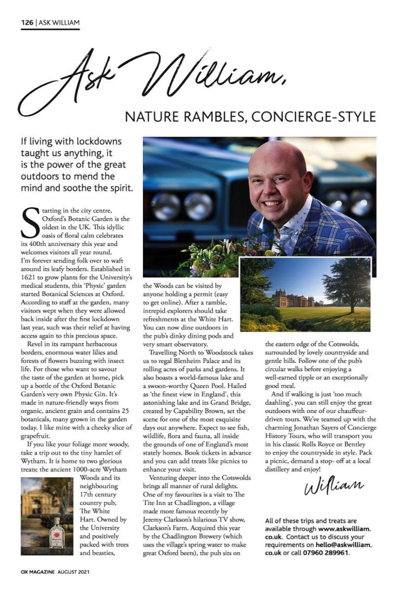 If living with lockdowns taught us anything, it is the power of the great outdoors to mend the mind and soothe the spirit. Read more in this month's OxMag feature library.myebook.com/FYNE/ox-august…
#oxfordnature #oxfordbotanicgardens #physicgin  #blenheimpalace #cotswoldshistorytours
