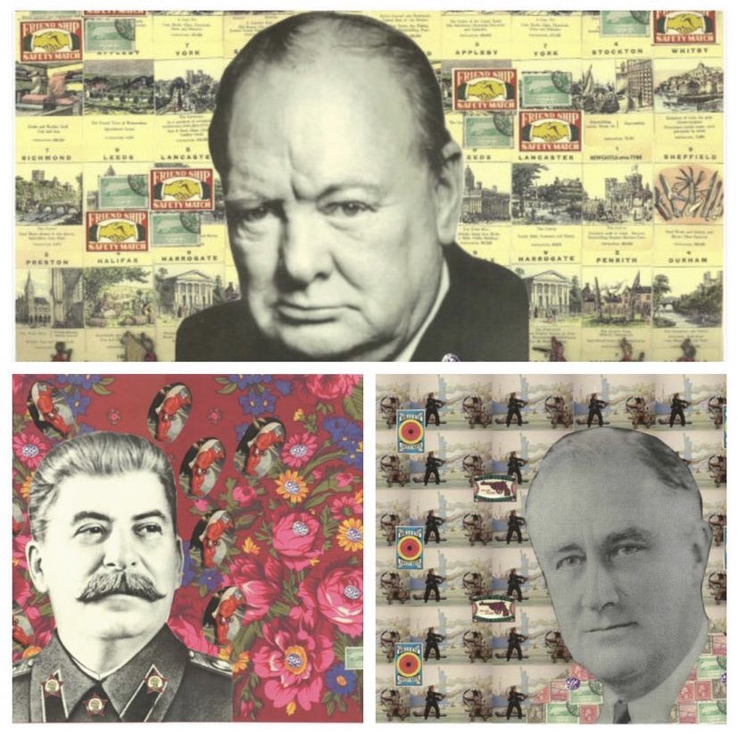 IranianWin's tweet image. Artwork by London based artist @afsoonagain of the war time leaders from UK, USSR &amp;amp; USA who met in Tehran in 1943 to determine the course of history! #TehranConference 

#art #IranArt #politics #IranianWomen