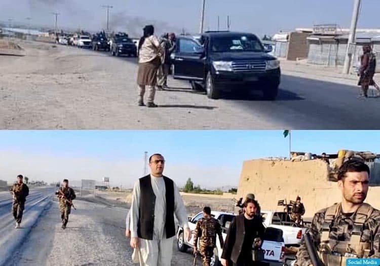 MMutafaker's tweet photo. نصیراحمد فقیری، رییس شورای ولایتی غزنی، روز پنج‌شنبه -21 اسد-، با نشر این تصاویر، در برگه‌ی فیسبوکش نوشته است که محمدداوود لغمانی، والی این ولایت، با طالبان معامله کرده است. او نوشته که طالبان با فیرهای شادیانه، والی را به طرف کابل «بدرقه و اسکورت» کرده اند. https://t.co/Ma1NZwuHND