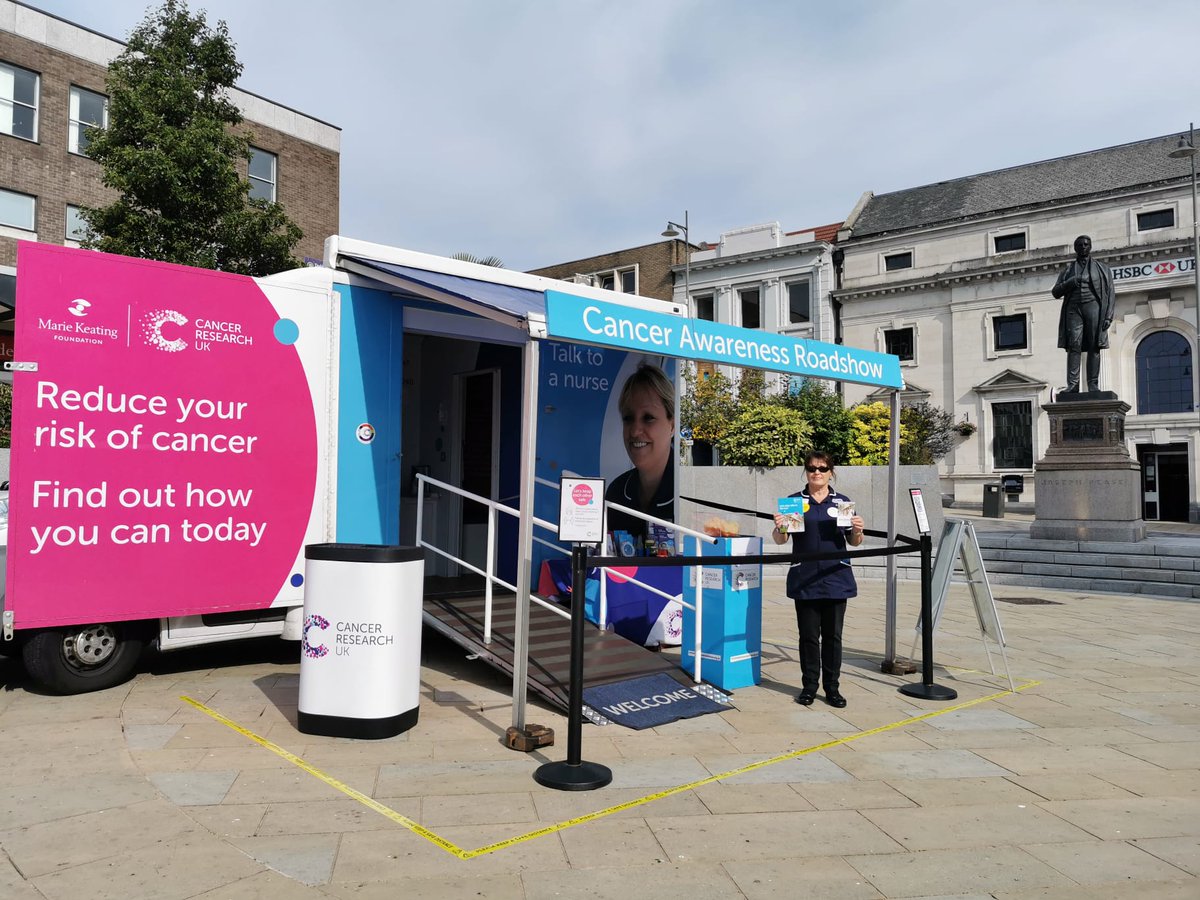 Good Morning Darlington @CRUKRoadshow_NE we are here today at Joseph Peace Place 12th August. More than 1 in 4 cancers could be prevented by changes in lifestyle. Come along and chat with one of our nurses @healthwatchDton @TeesValleyCCG@DolphinCentreUK@DarlingtonCCG