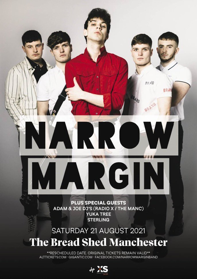 NARROW MARGIN (@narrowmarginmcr) on Twitter photo Can’t wait for our first live gig in 18 months <a href="/TheBreadShedMcr/">TheBreadShed</a> a week on SAT - 21st AUGUST - If you have tickets, we look forward to seeing you. If not, the last few are here: alttickets.com/narrow-margin-… DJ's:
<a href="/AdsBrown/">Adam Brown</a> & <a href="/RadioJoeM/">lovely joe</a>, supports: <a href="/yukatreeband/">YUKA TREE</a> &
<a href="/_Sterling_band_/">Sterling</a> Can’t wait for our first live gig in 18 months <a href="/TheBreadShedMcr/">TheBreadShed</a> a week on SAT - 21st AUGUST - If you have tickets, we look forward to seeing you. If not, the last few are here: alttickets.com/narrow-margin-… DJ's:
<a href="/AdsBrown/">Adam Brown</a> & <a href="/RadioJoeM/">lovely joe</a>, supports: <a href="/yukatreeband/">YUKA TREE</a> &
<a href="/_Sterling_band_/">Sterling</a>