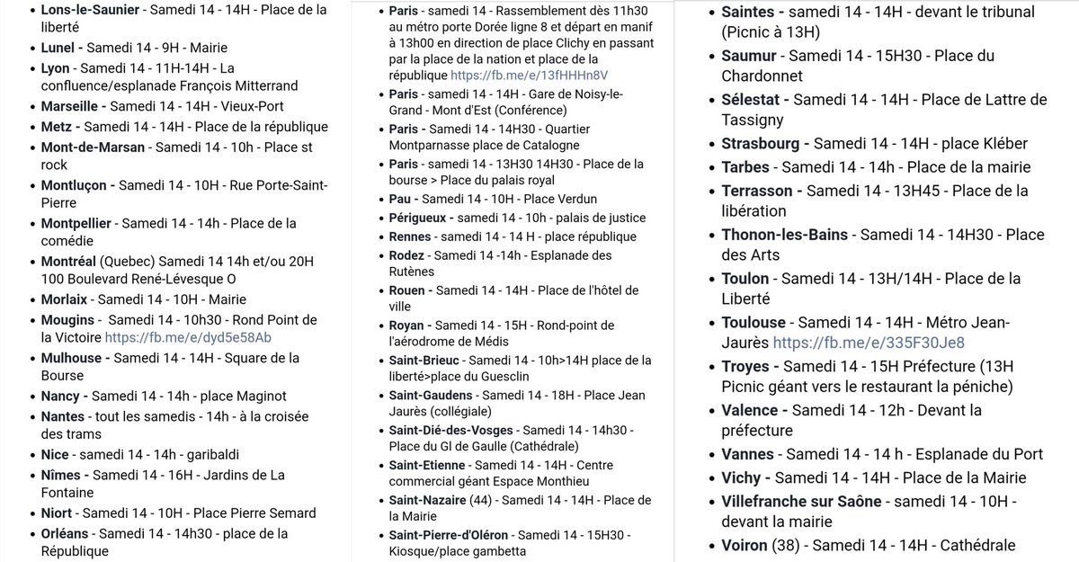 AnonymeCitoyen's tweet image. 🔴 Liste (non exhaustive) des manifestations attendues ce samedi dans toute la France contre le #PassSanitaire. Les manifestations n'ont fait que prendre de l'ampleur depuis les annonces d'Emmanuel Macron il y a un mois.

#manif14aout #manifs14août #PassDeLaHonte #PasseSanitaire