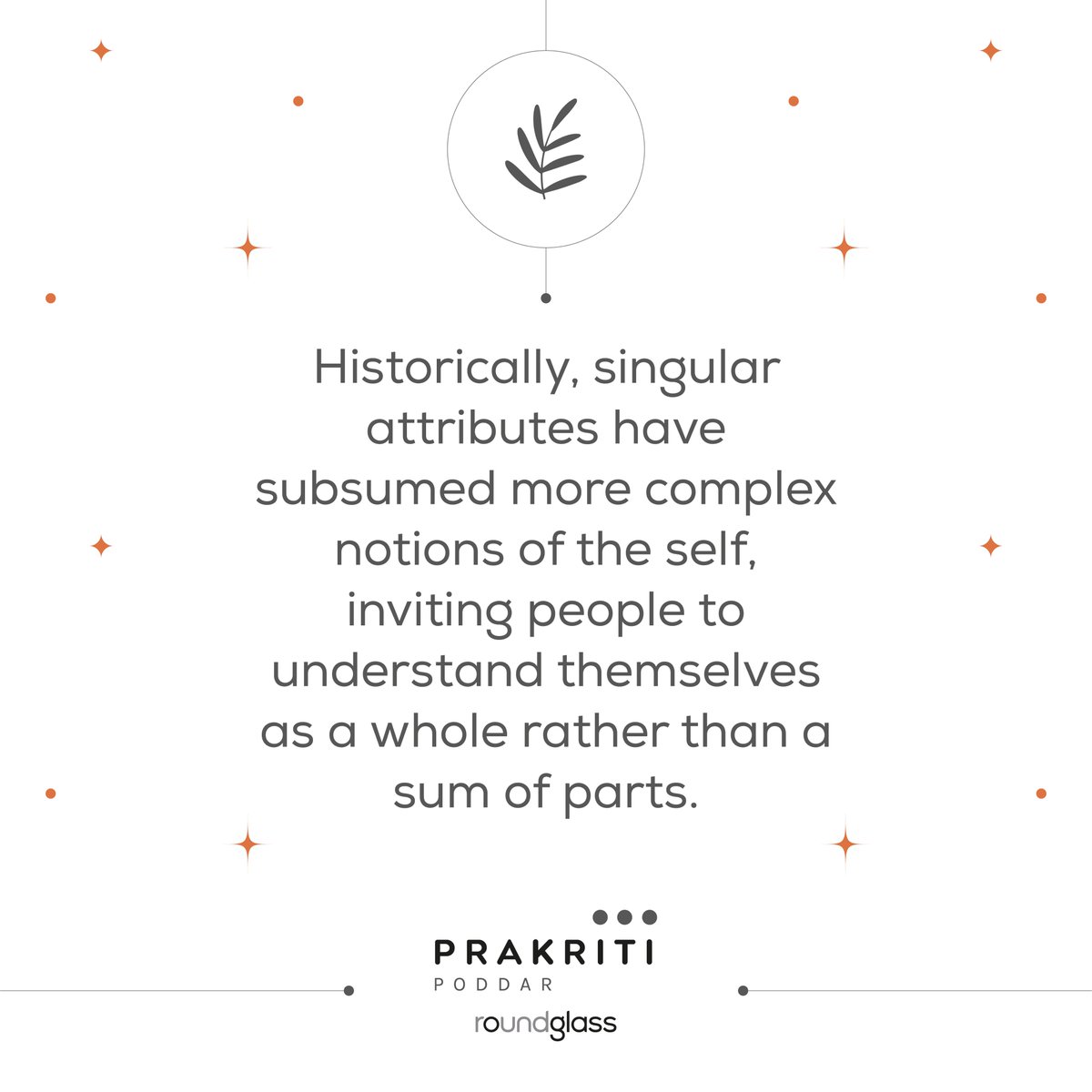 prakritipoddar_'s tweet photo. Historically, singular attributes have #subsumed more complex notions of the #self, inviting people to #understand themselves as a whole rather than a sum of parts.
#wholisticwellbeing
#roundglass
#mentalawareness #mentalhealth
@RoundGlassUS
@RgFoundation1
@eolcollective https://t.co/IoqQ0Lf1gK