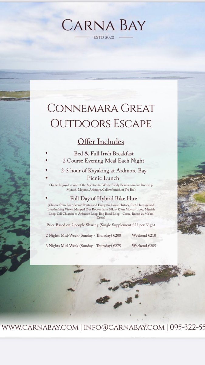 Amazing Autumn Specials in the heart of Connemara, <a href="/BayCarna/">Carna Bay Hotel</a> #originalirishthursday #couplebreaks #activities #greatoutdoors #kylemoreabbey <a href="/OriginalIrishHt/">Original Irish Hotels</a>