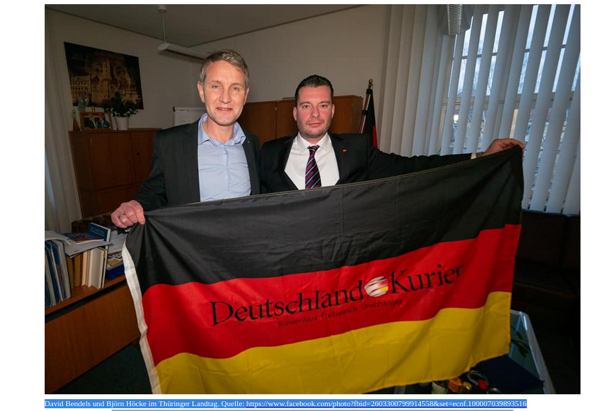 Die #AfD sagt, sie hat nichts mit der Anti-Grünen-Hetz-Aktion #GrünerMist zu tun. Hier der Geschäftsführer der Firma hinter der Plakataktion Bendels - zusammen mit Faschist Höcke und auf der Fahne die inoffizielle Parteizeitung der AfD - Chefredakteur: Ebenfalls Bendels.