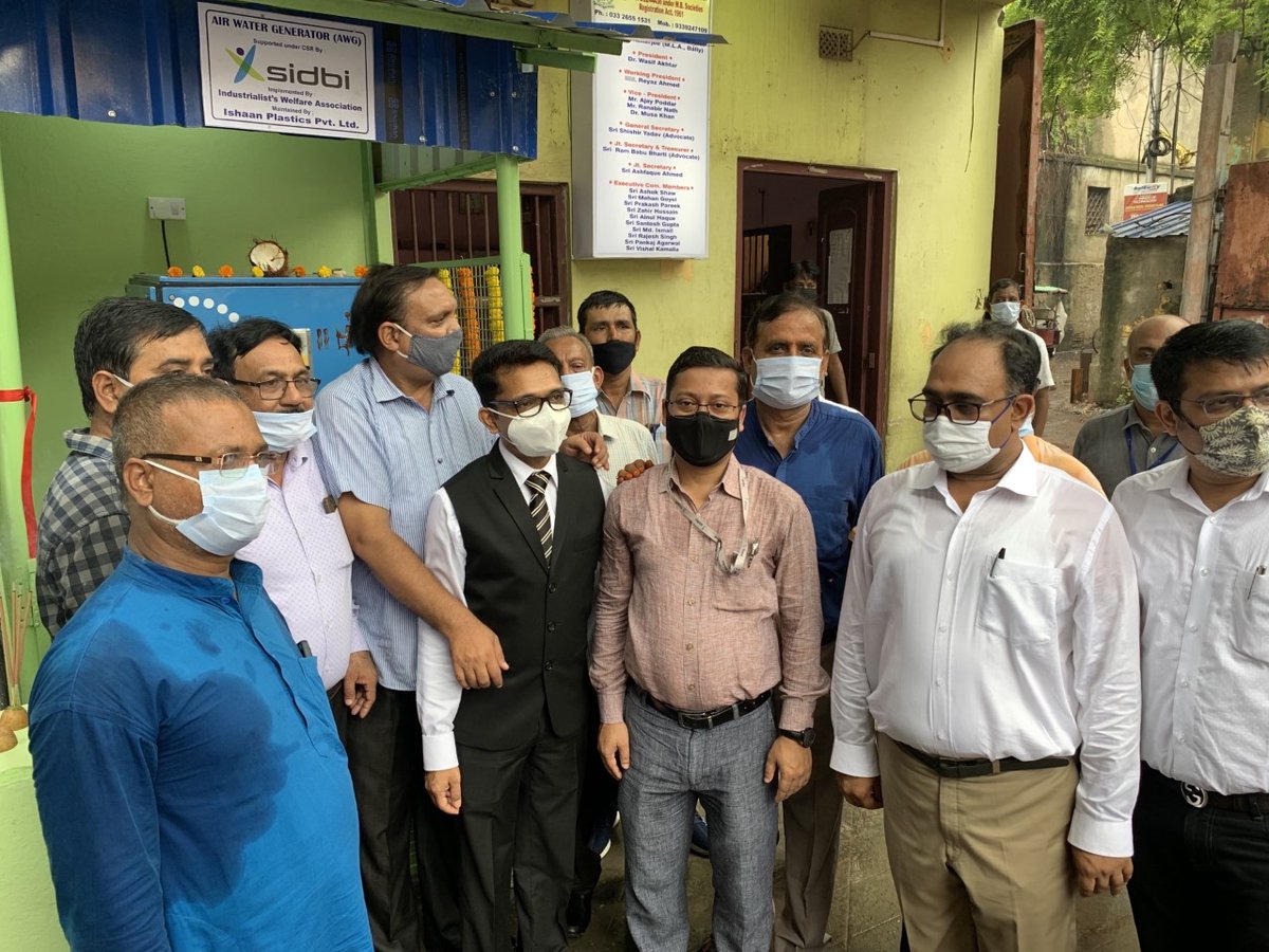 sidbiofficial's tweet photo. Shri Sudatta Mandal, DMD, #SIDBI today inaugurated a CSR project “Atmospheric Air to Water Generator plant” in an arsenic belt in Howrah, West Bengal inside an industrial estate. This facility will enable daily wage earners and industrial worker, access to arsenic free water. https://t.co/0mb33sgPYX