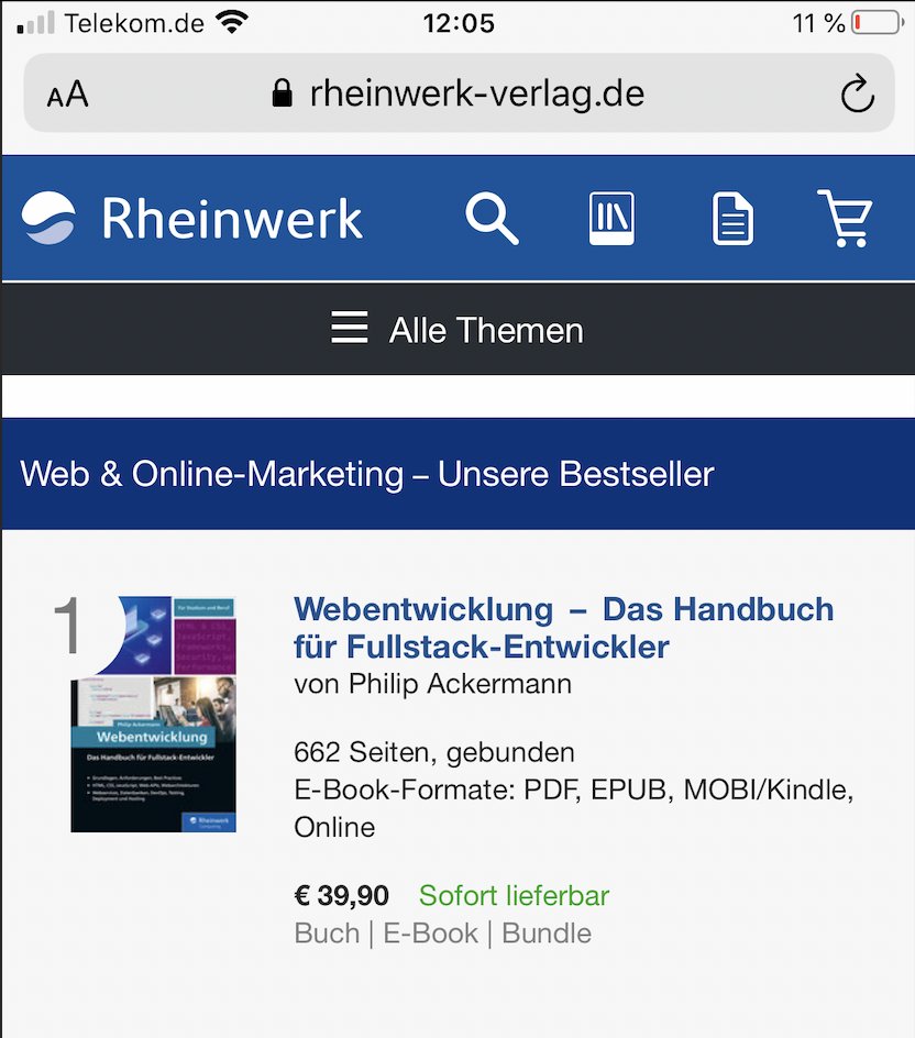 cleancoderocker's tweet image. Juhuuu!!! Zweimal in den Top Ten 🎉🥳🙏 (Handy müsste ich allerdings mal wieder aufladen 😄)
@webdevhandbuch @jshandbuch @rheinwerkverlag
👉 rheinwerk-verlag.de/web-online-mar…
#javascript #HTML #CSS #NodeJS #webdevelopment #book #books #learntocode #100DaysOfCode #301DaysOfCode