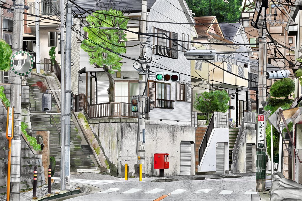 チマチマ描きビル、住宅シリーズ8信号のある住宅 #素材 #町 #住宅 #家 #背景 https://t.co/DqNrulYHHL 