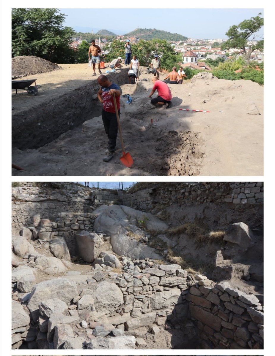 arqueólogos y arqueólogas excavan en la colina Nebet de Plovdiv restos de la ciudad macedonia de Filipópolis.